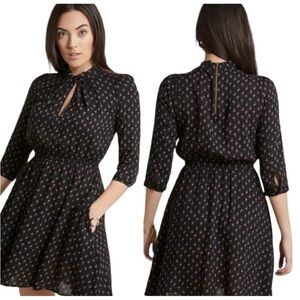 LOUCHE X ModCloth Drive Me Dainty Black Micro Floral Women’s Mid Length Dress L